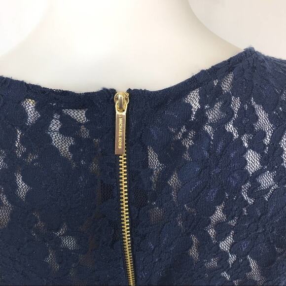 Michael Kors NWT Lace Shift Dress Navy Blue Floral Design Size 6 - Picture 7 of 8